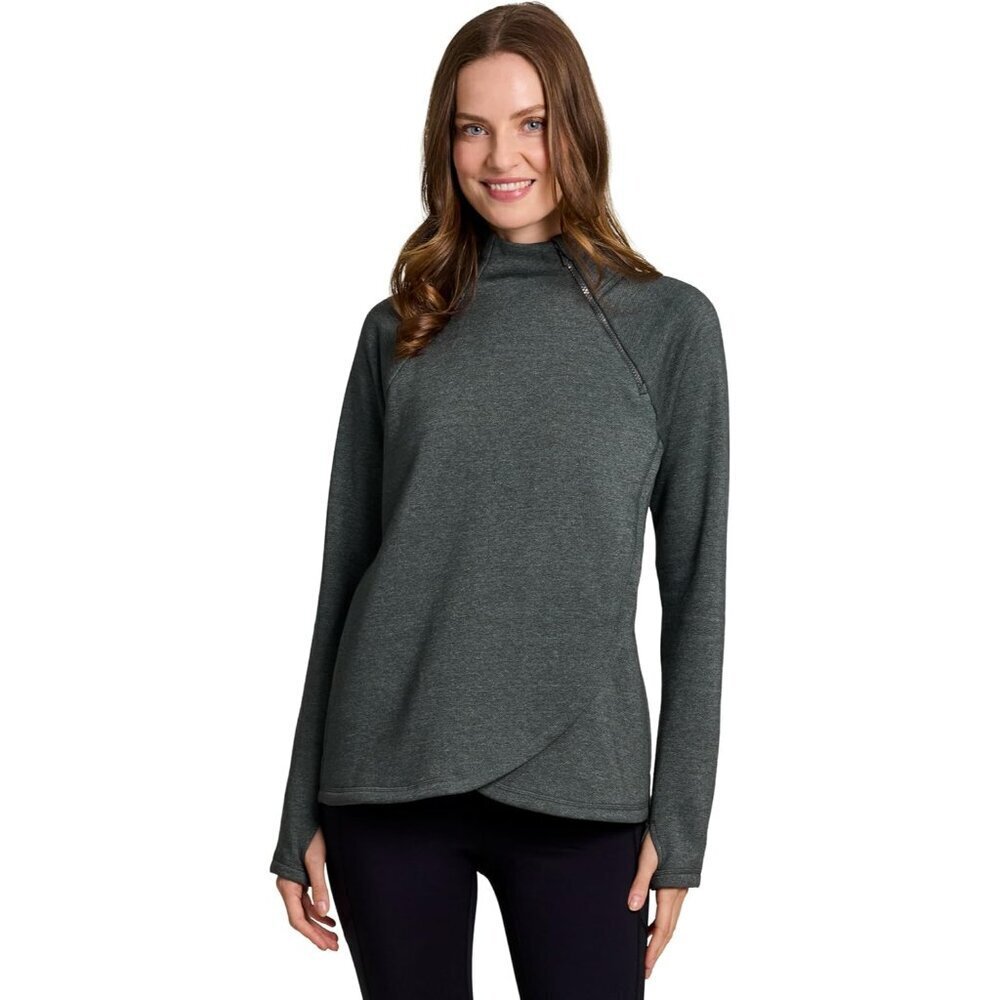 Activewear Women's Fleece Pullover Large with Pockets Zip Mock Neck